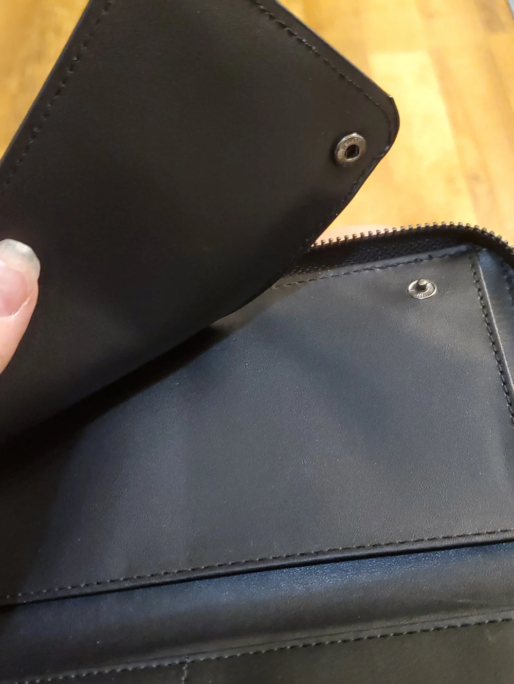 Badgley Mischka New Black Wallet with Silver Monogram Plaque